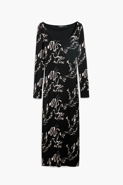 SQUARE NECKLINE DRESS LETTERING