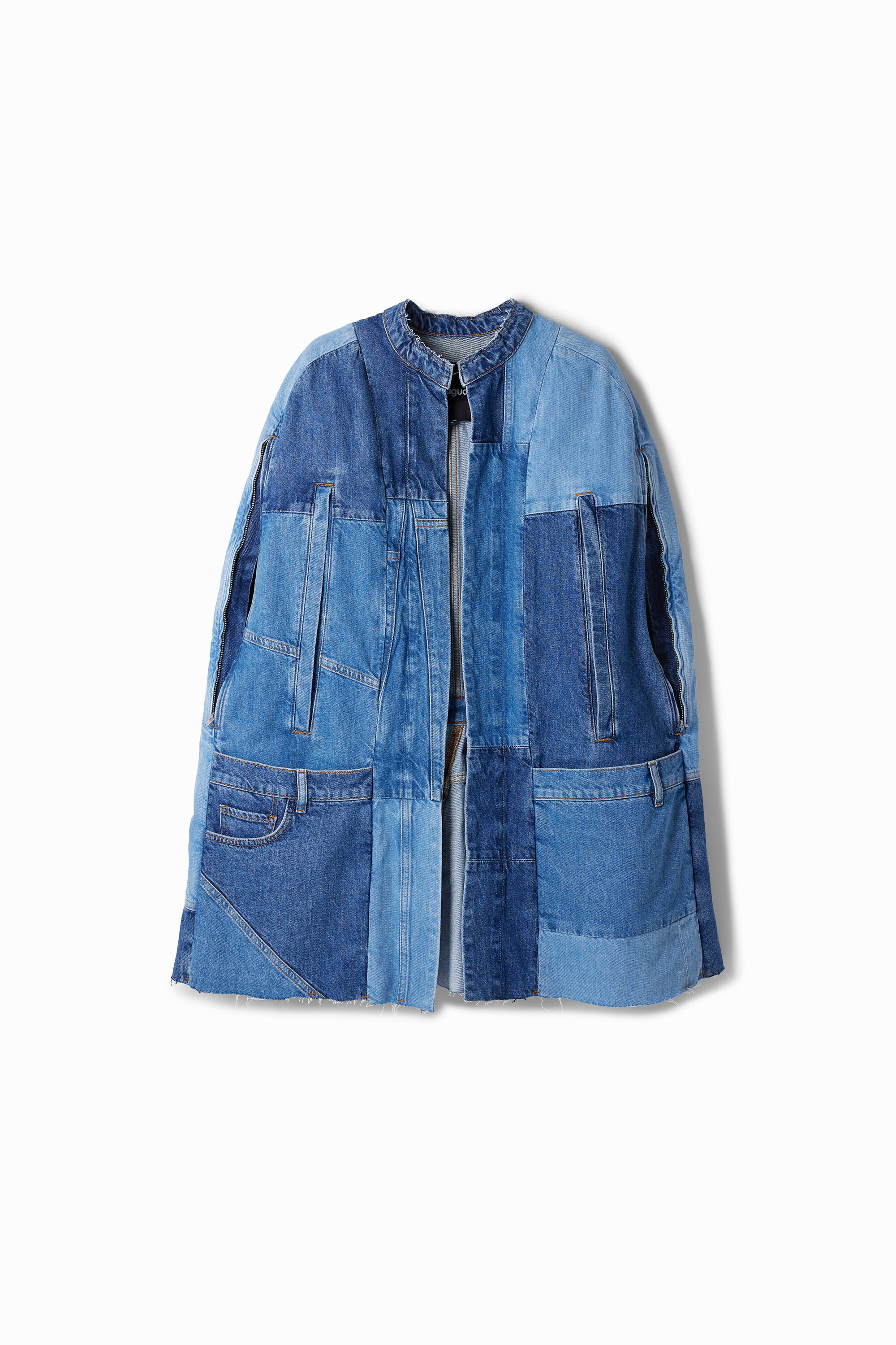 Denim poncho - BLUE - U