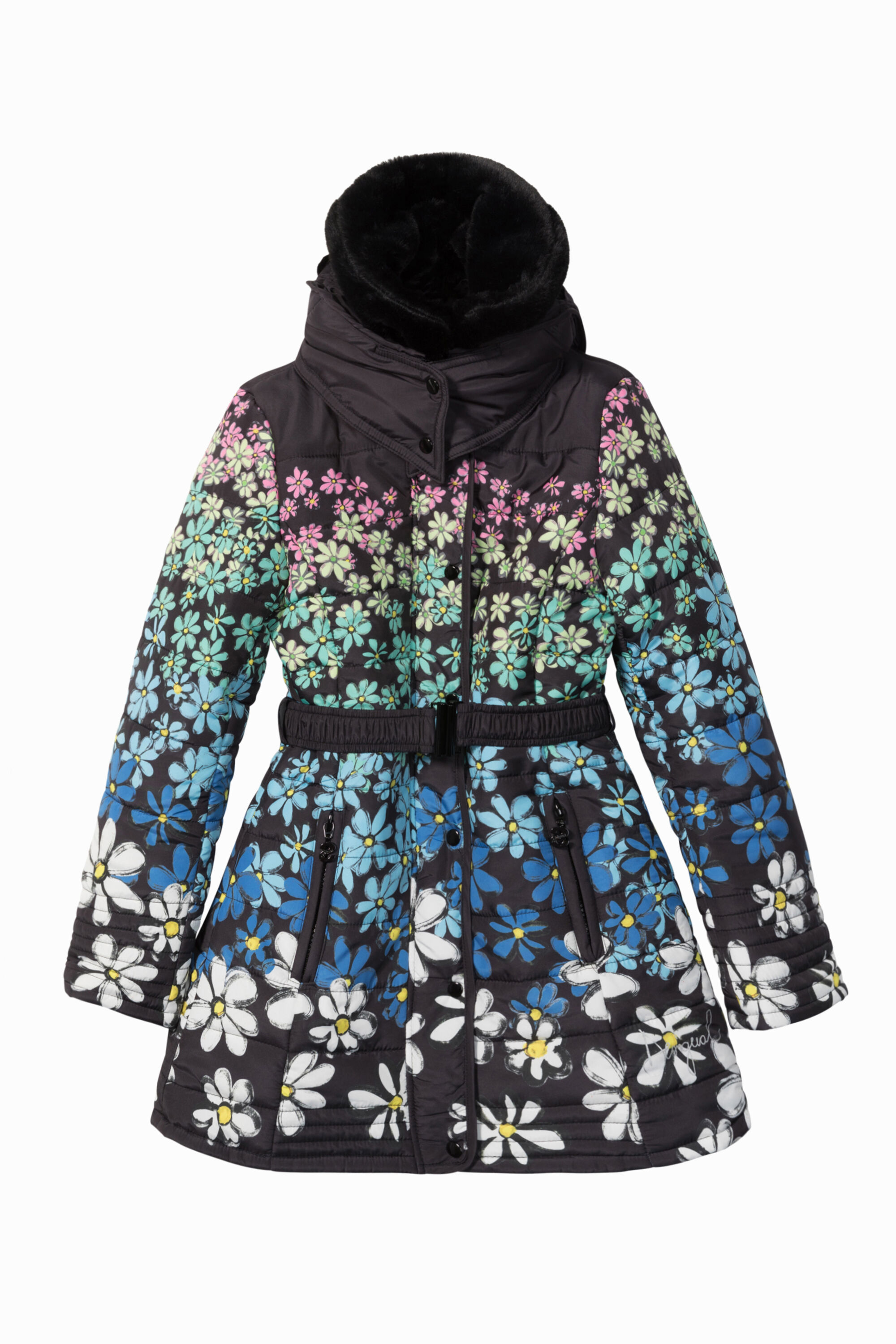 Blouson a fleurs fermeture Eclair avec ceinture Desigual