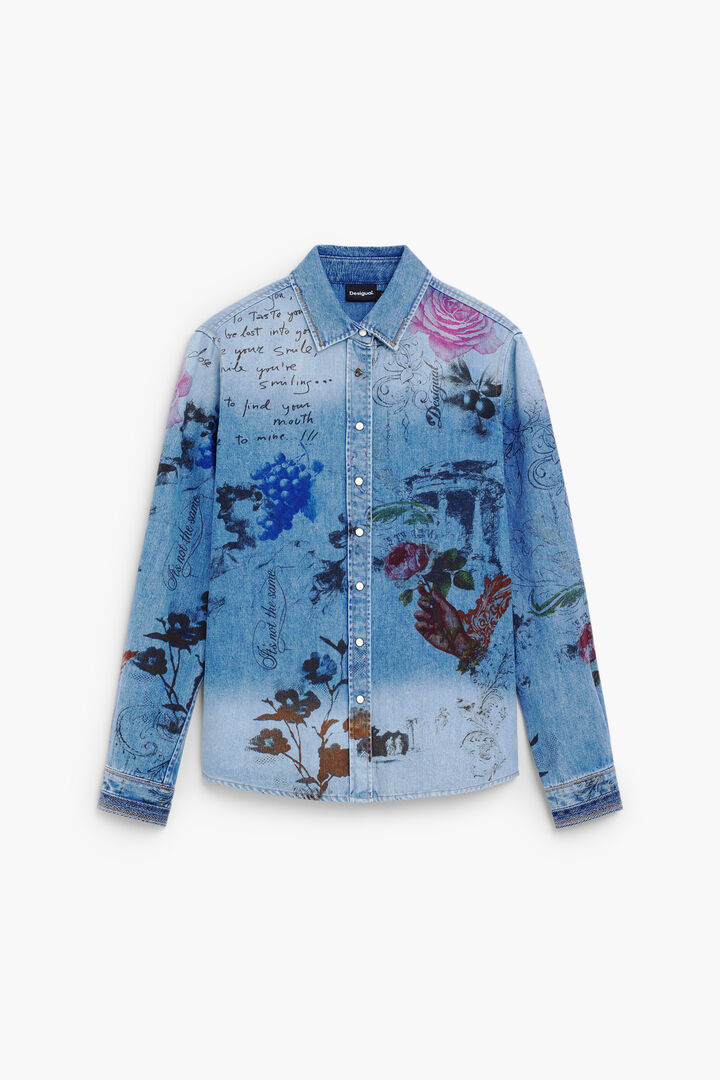 Bedrucktes Denimhemd