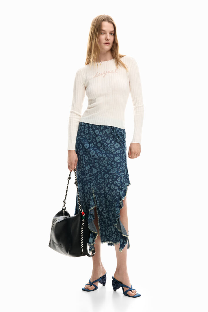 Camiseta canelada com logo | Desigual