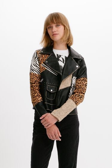 Animal print biker jacket 