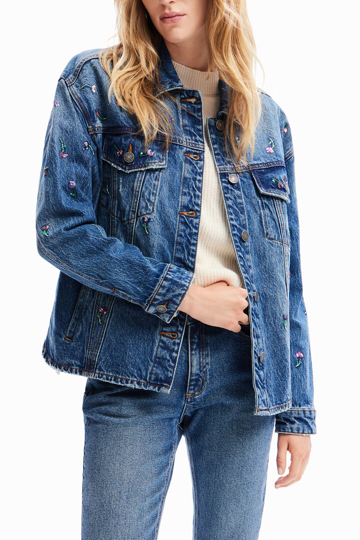 Floral denim trucker jacket | Desigual
