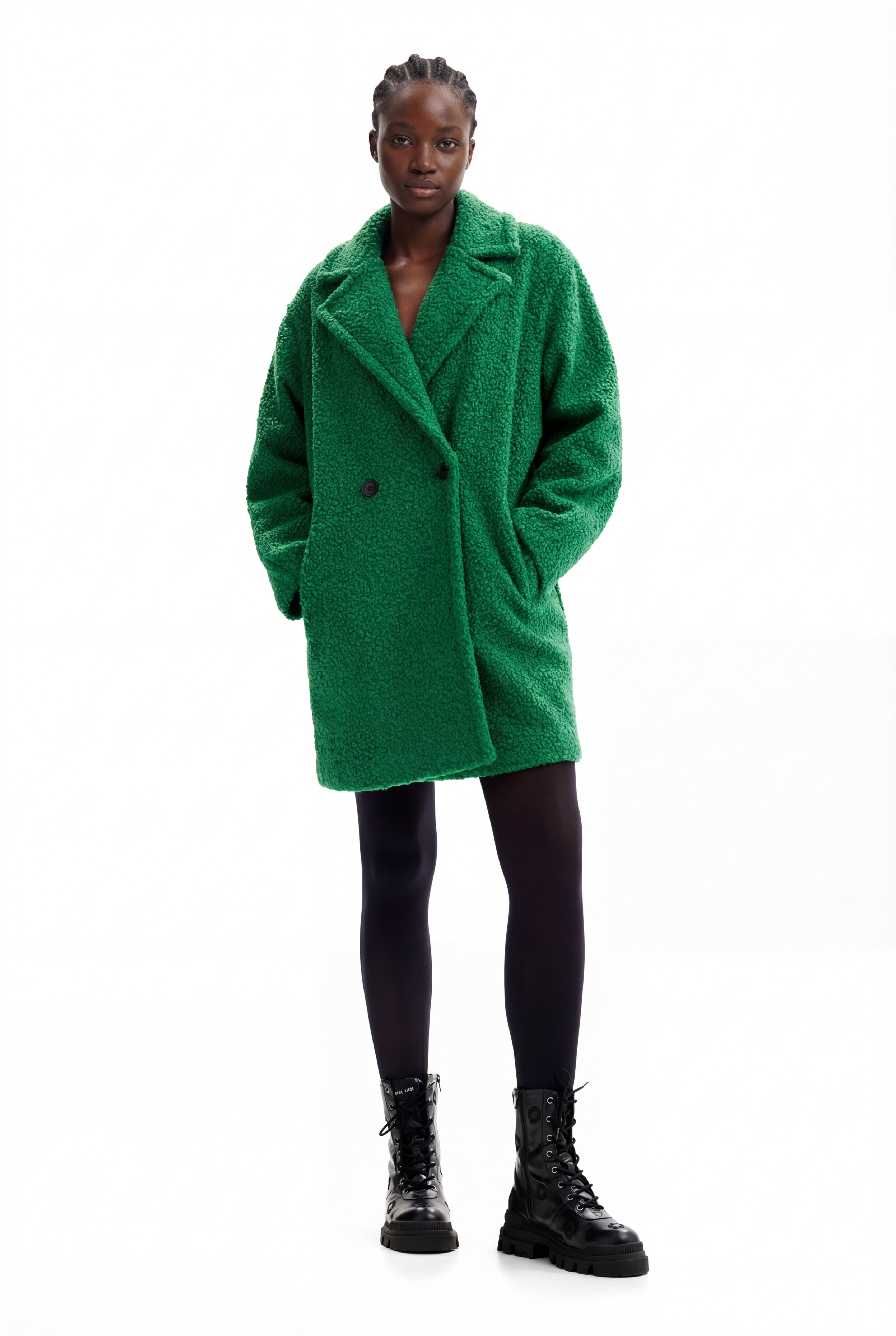 Desigual, Wickelmantel Bouclé, Damen, Polyester, GrüN, S