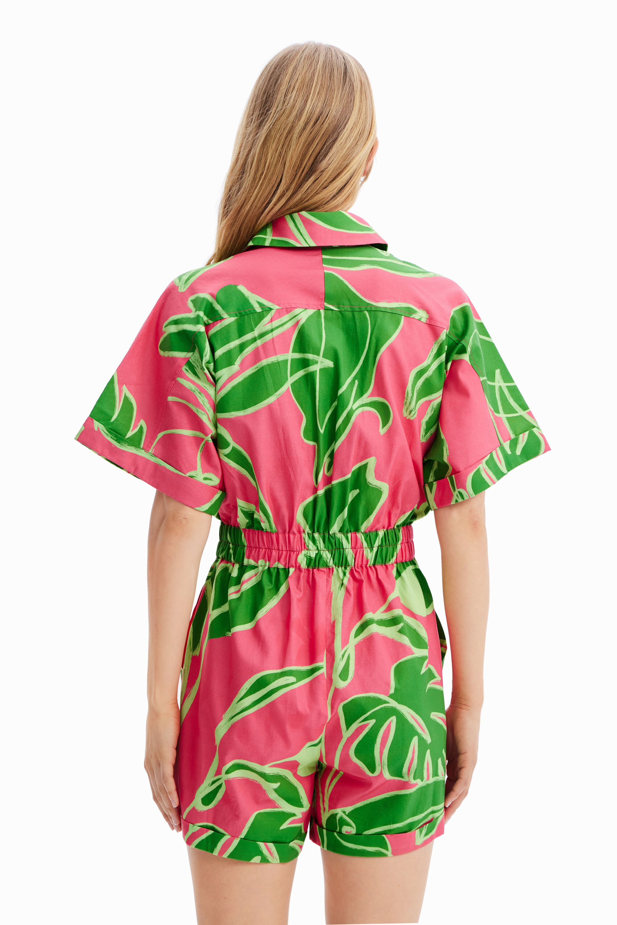 Shop Desigual Tropical Playsuit In Red