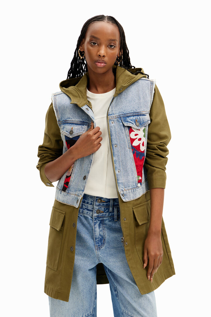 2-in-1 embroidered hybrid parka