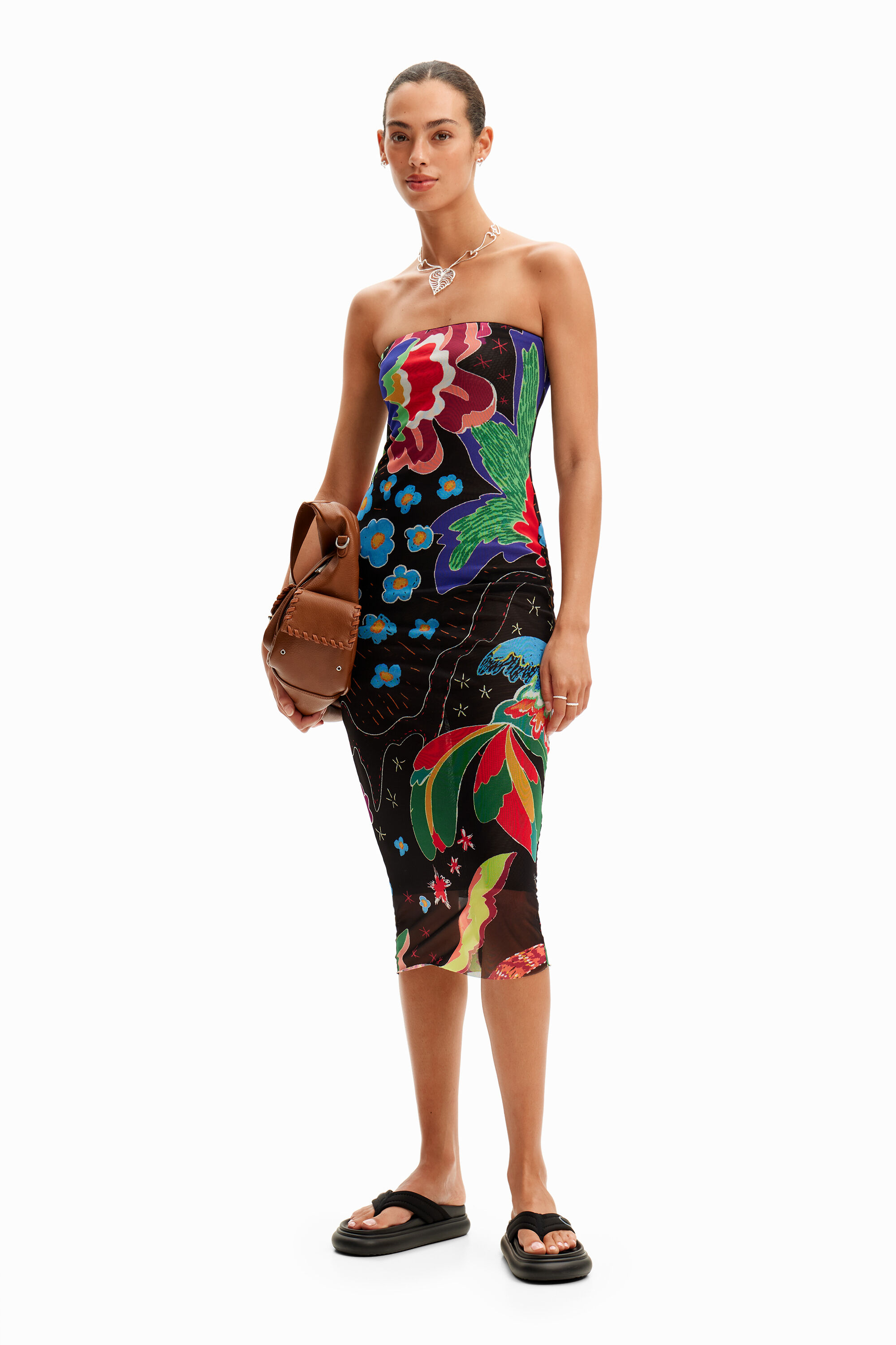 Desigual Jungle design bandeau midi dress