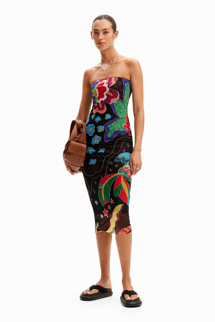 Robe midi bandeau dessins jungle | Desigual