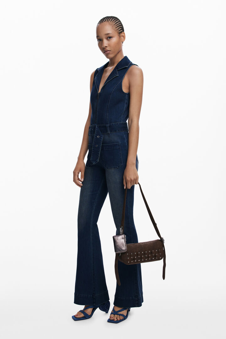 Small studded patch baguette bag | Desigual