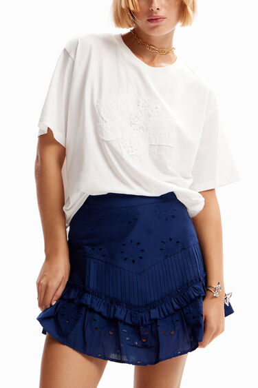 Minifalda volantes bordado suizo | Desigual