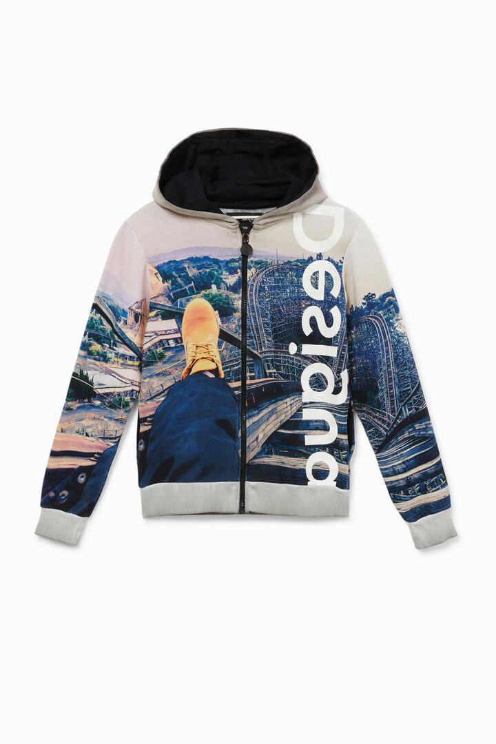 Hooded sweatshirt photographic print | Desigual