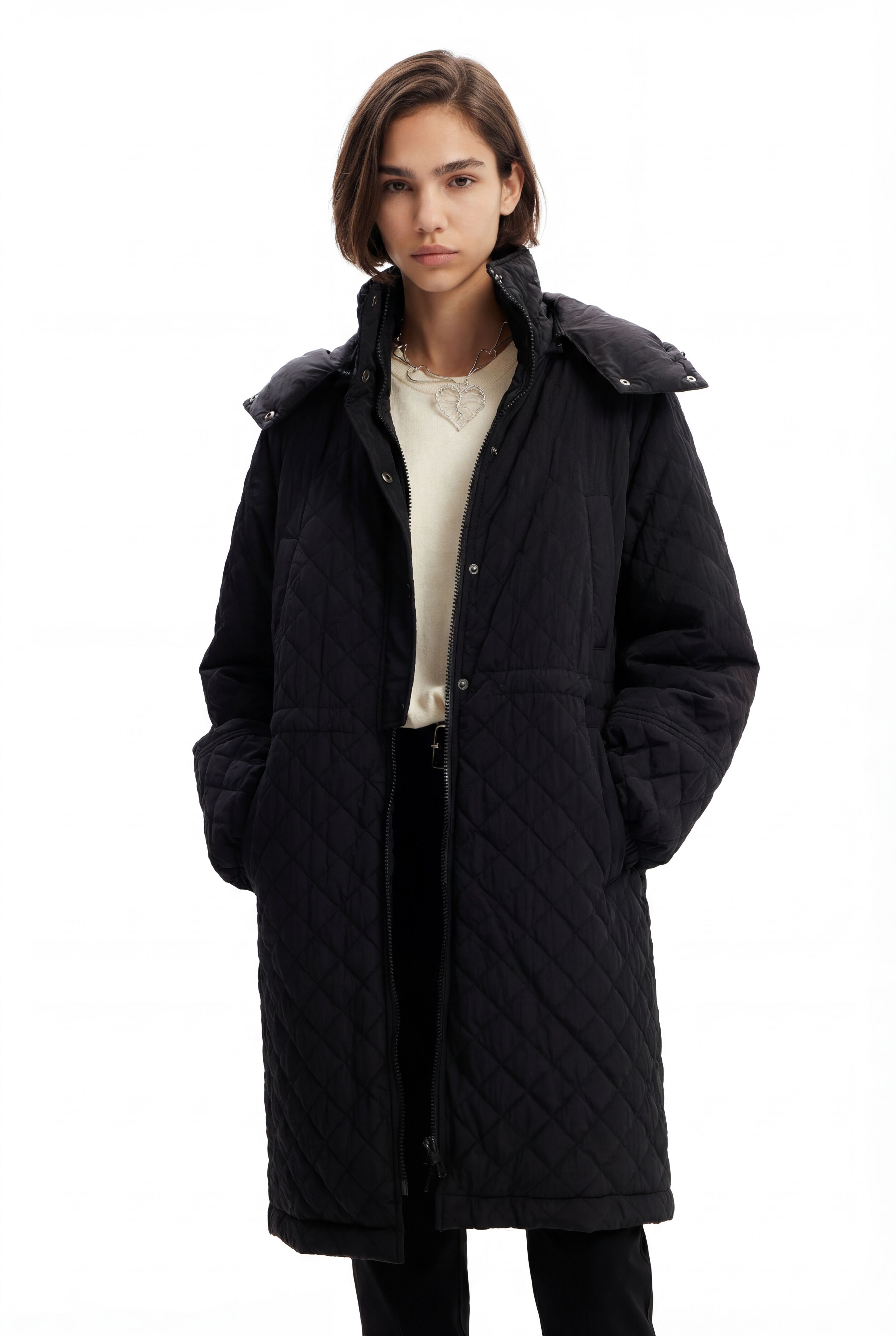 Abrigo acolchado mangas abullonadas - BLACK - XL