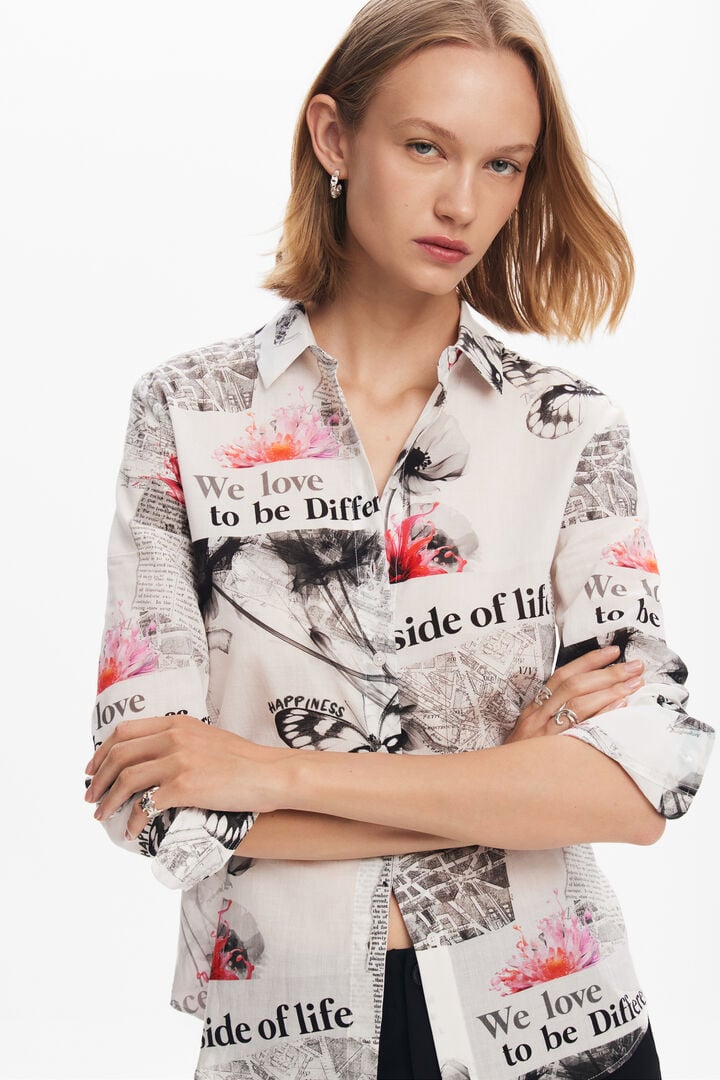 Camisa texto flores | Desigual
