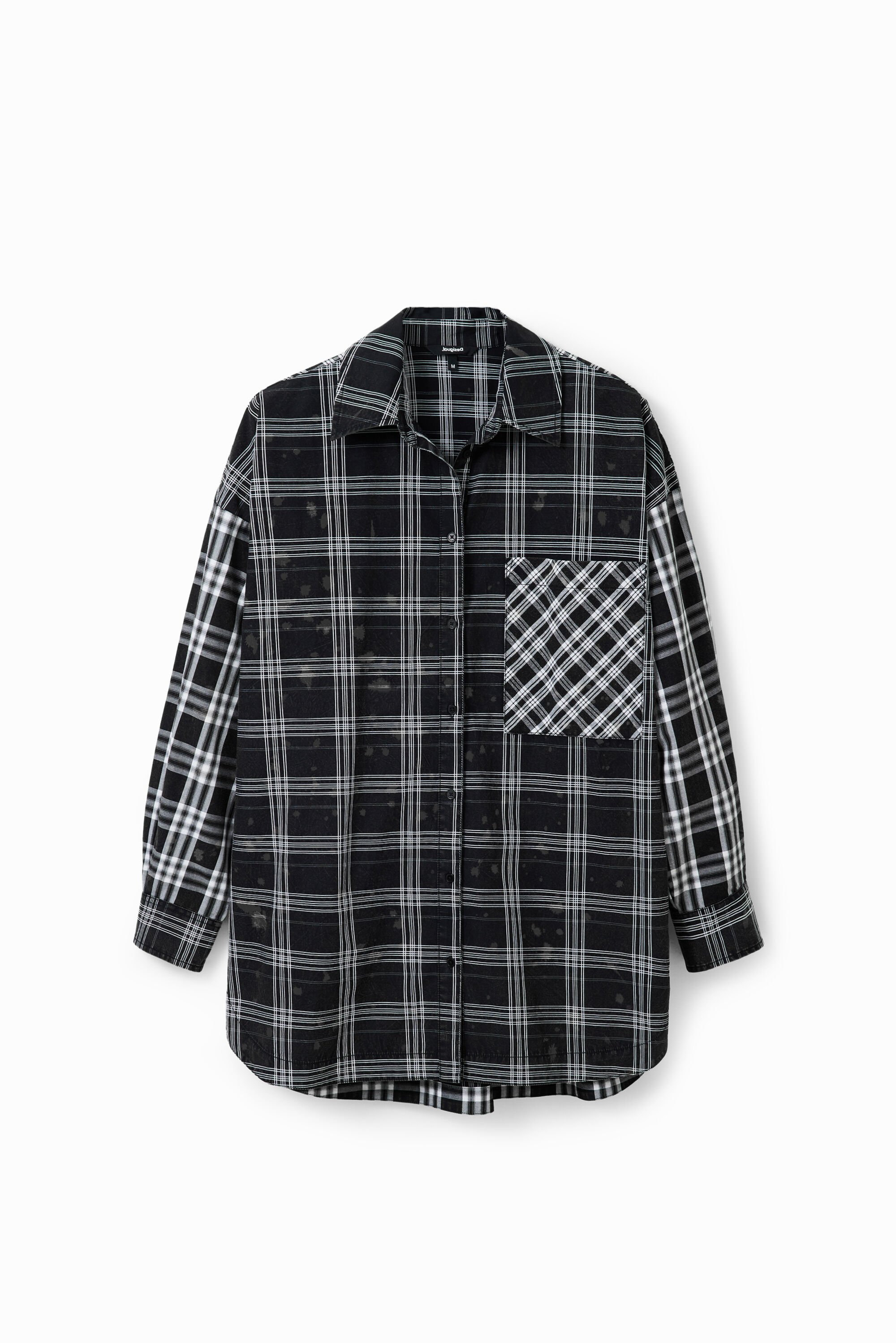 Camisa oversize patch cuadros - BLACK - S/M