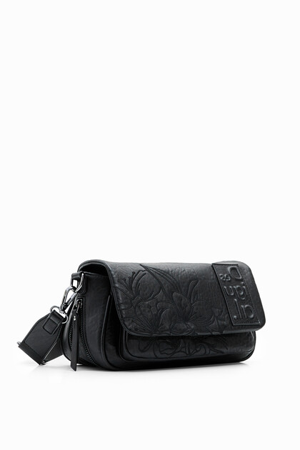 Small crossbody bag with embossed flowers