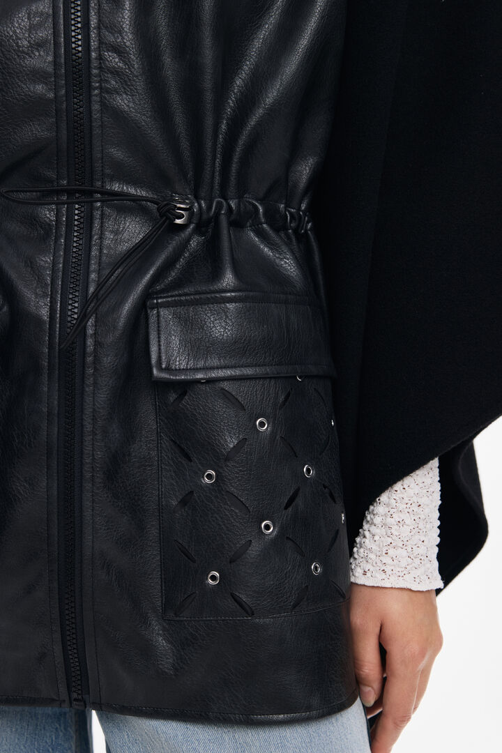 Combined faux leather poncho | Desigual