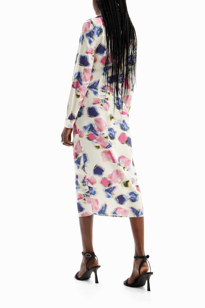 Vestit midi camiser frunzit | Desigual