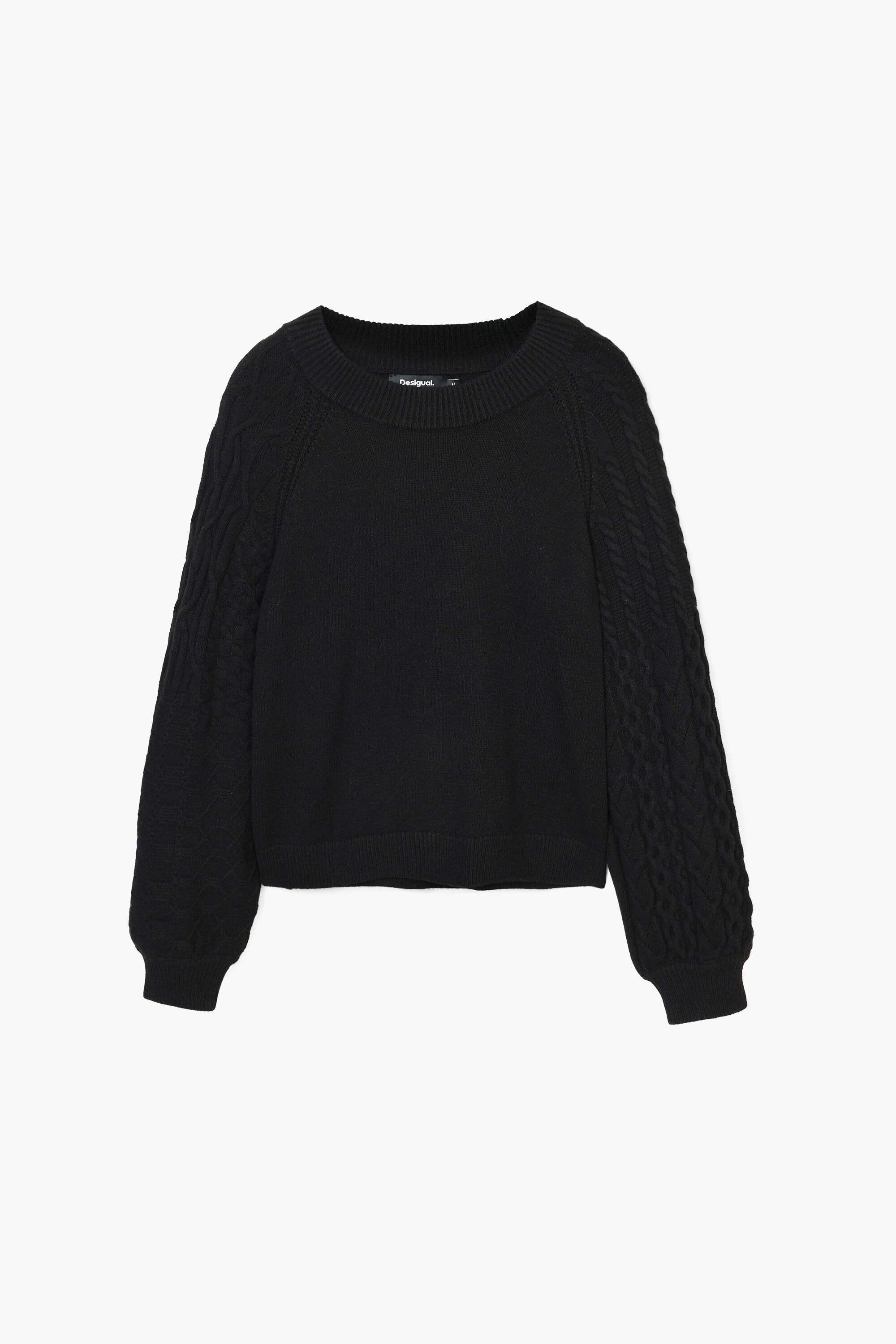 Desigual, Pullover mit strukturierten Ärmeln, Schwarz, XS