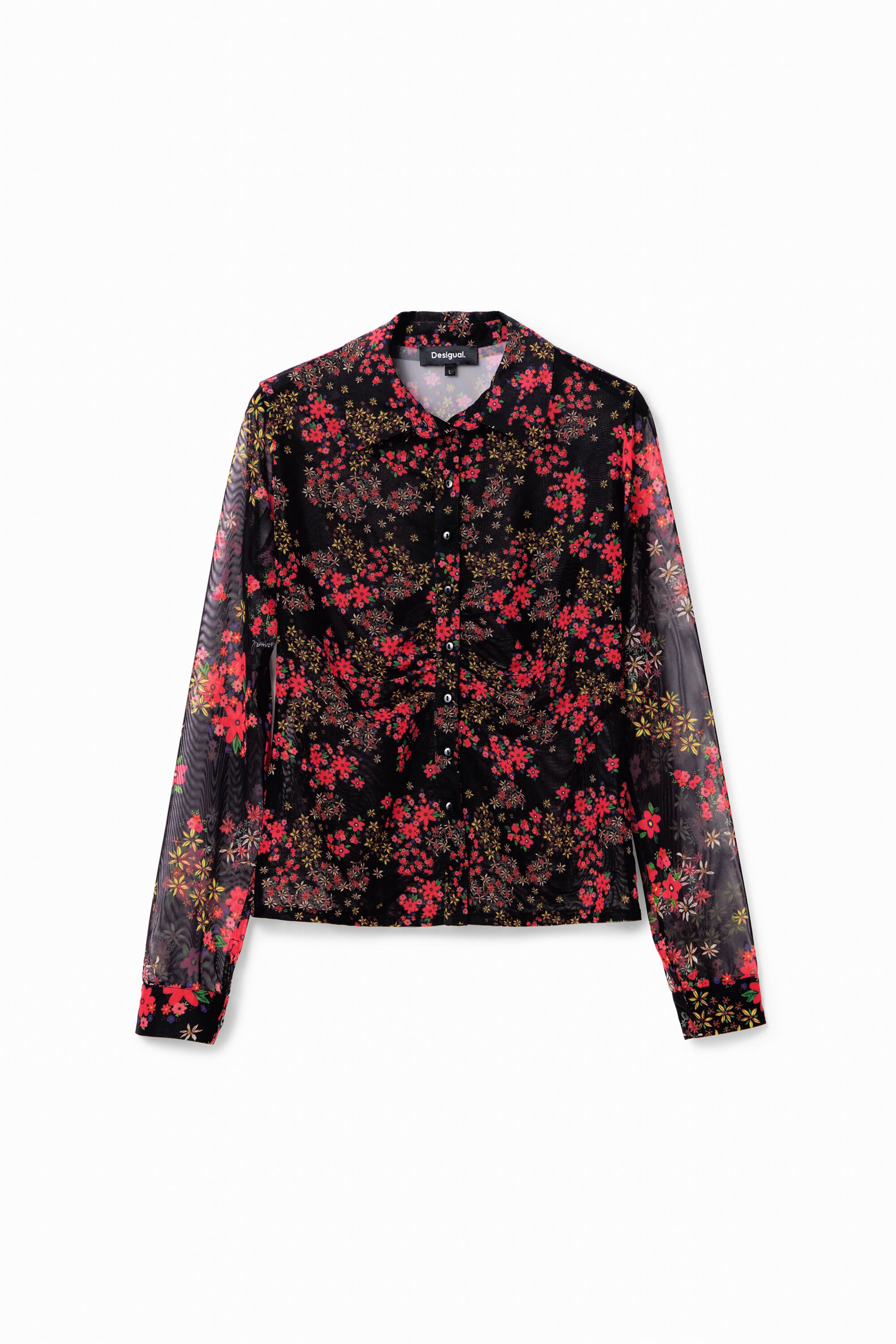 Camisa fruncida tul floral - RED - S