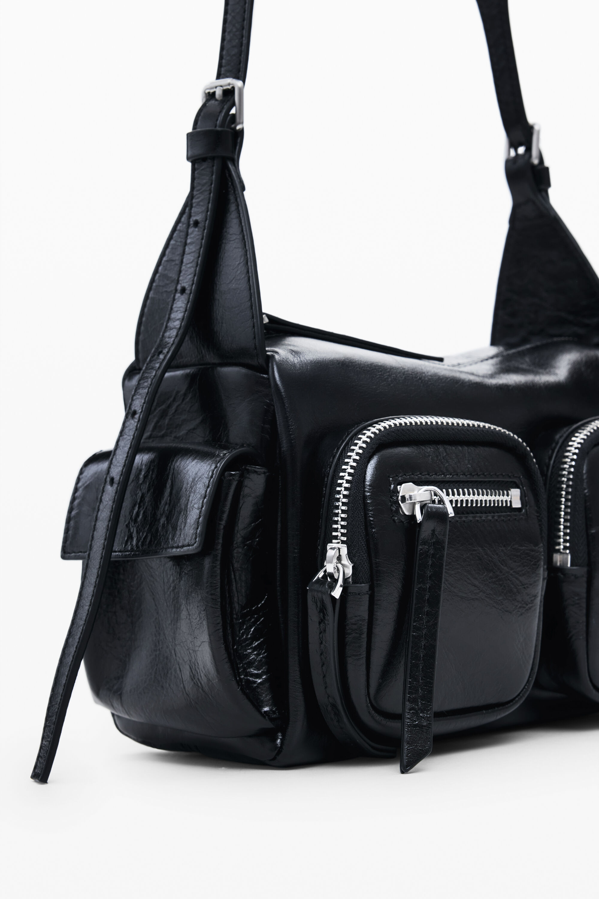 Desigual Mini Leather Pocket Bag In Black