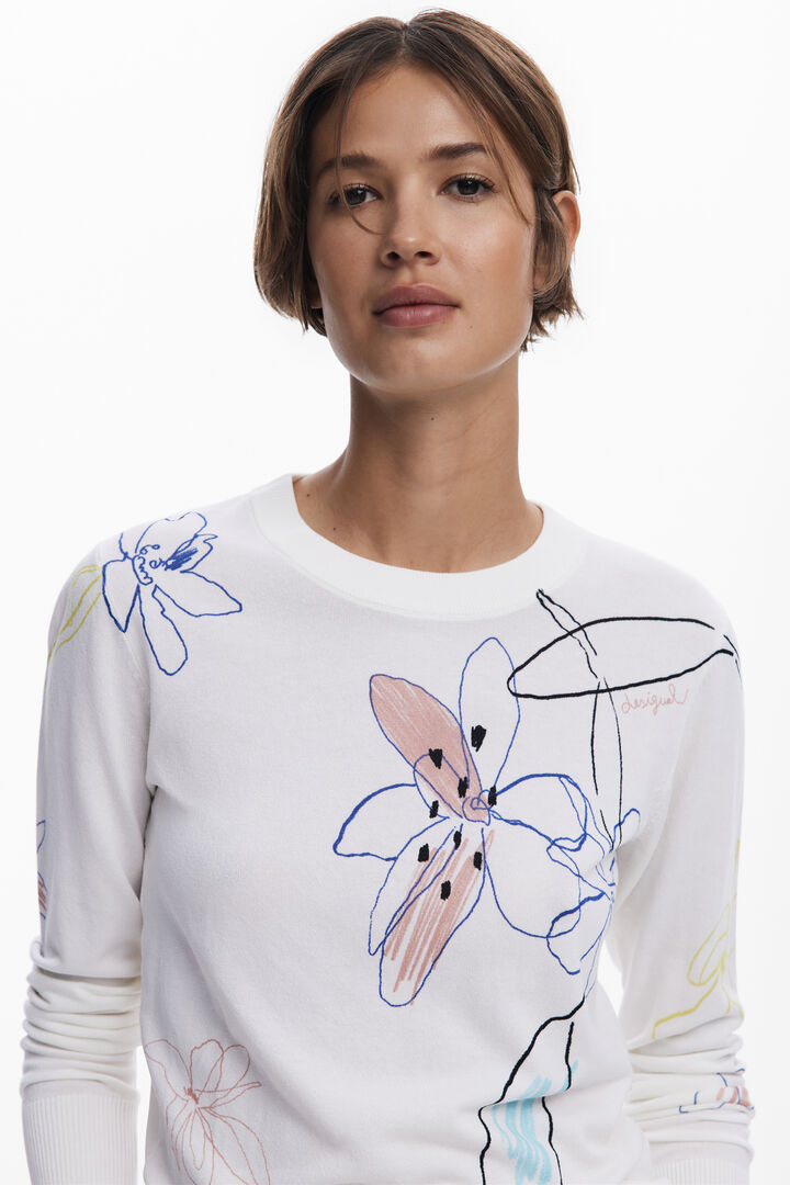 Jersey fino trazos flores | Desigual