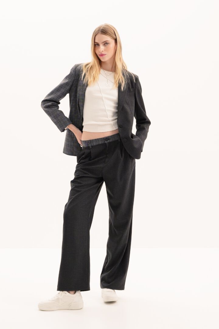 Straight houndstooth patch blazer | Desigual