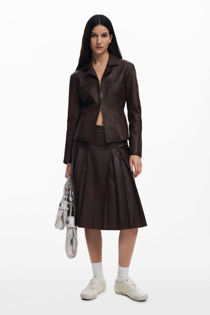 Midi leren rok