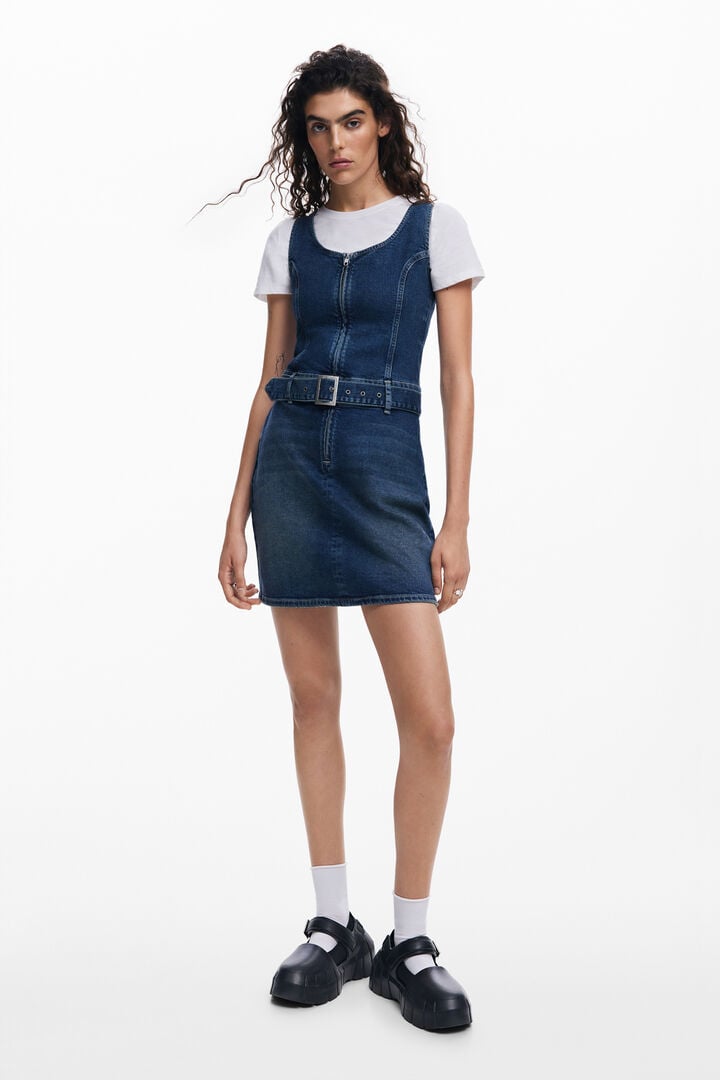 Vestido denim cinturón