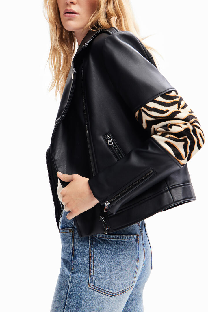 Patchwork leather biker jacket | Desigual