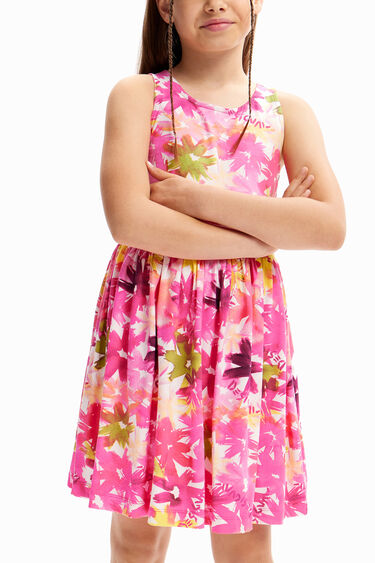 Vestit curt flors aquarel·la | Desigual