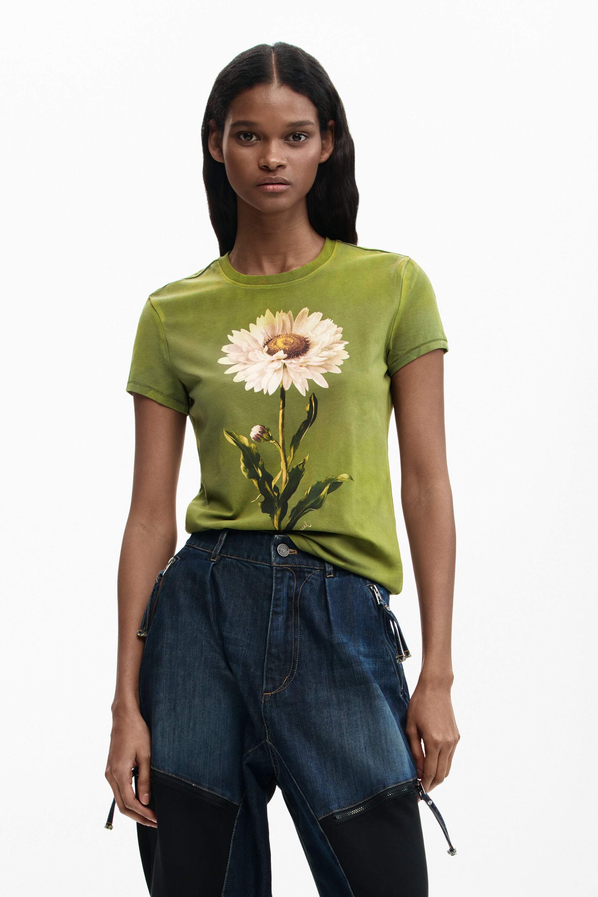 Camiseta ajustada margarita - GREEN - XS