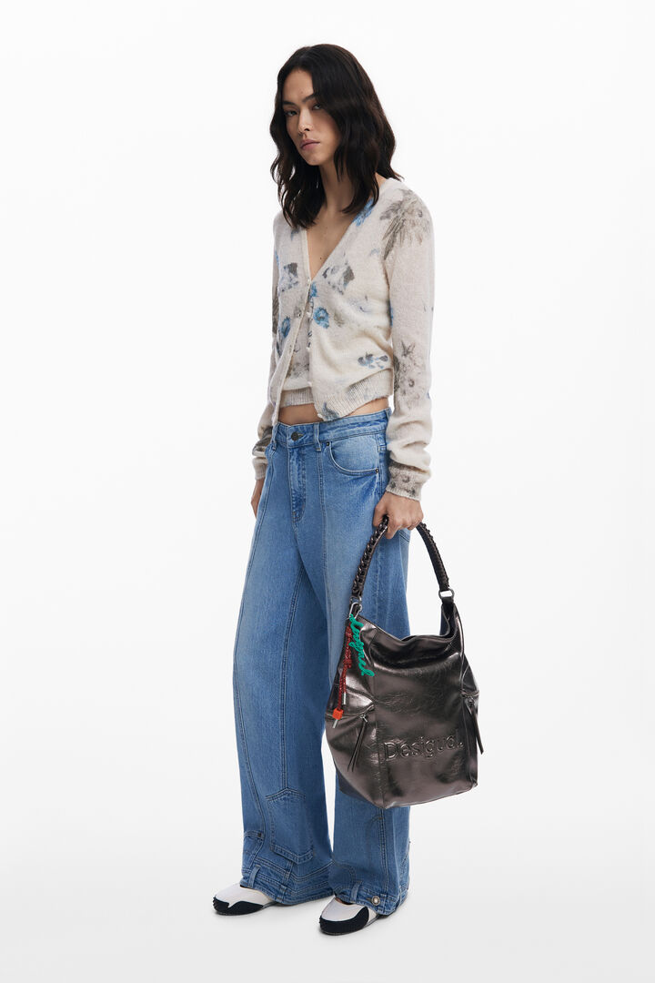 Metallic backpack with large logo | Desigual