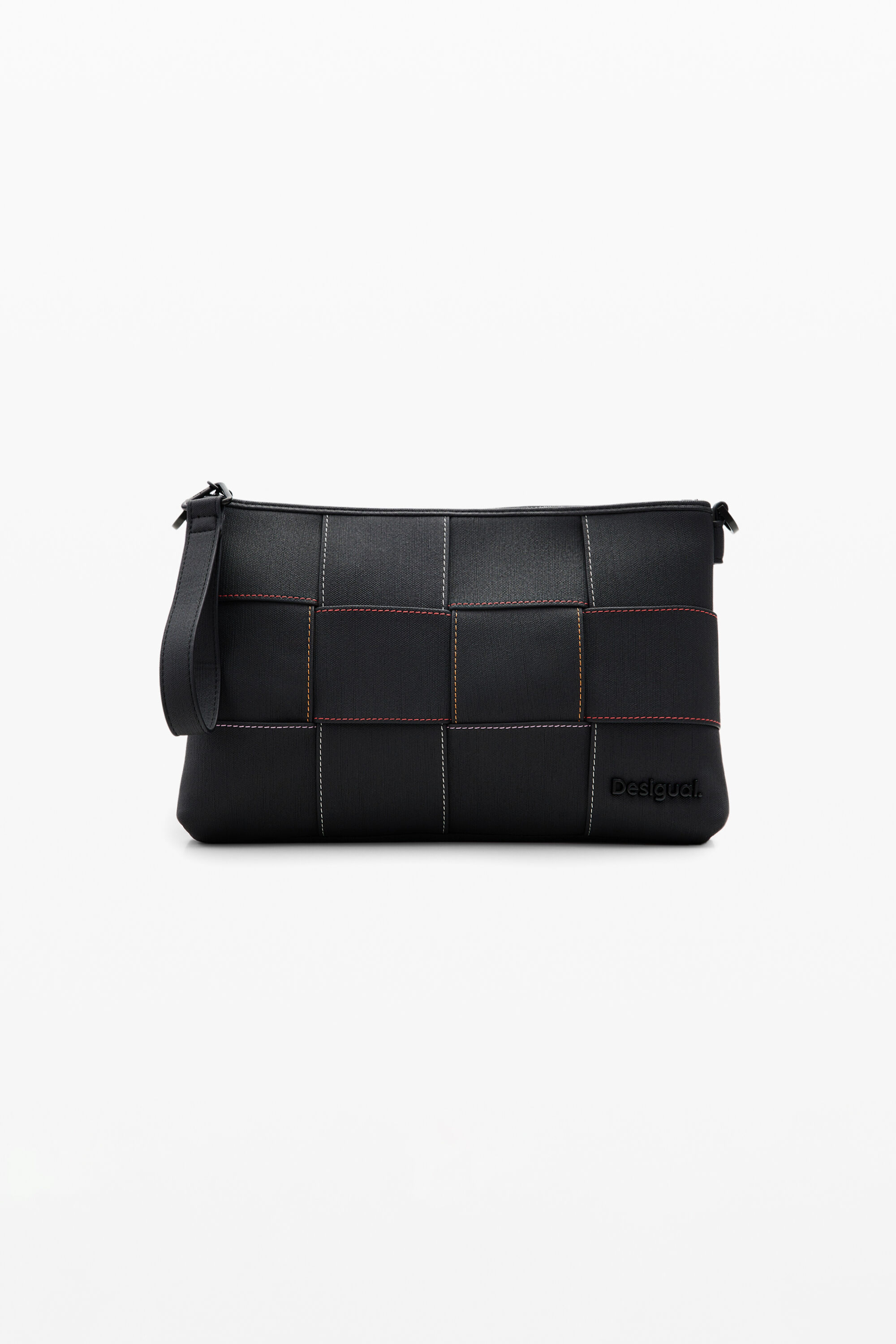 Braided crossbody bag M with topstitching