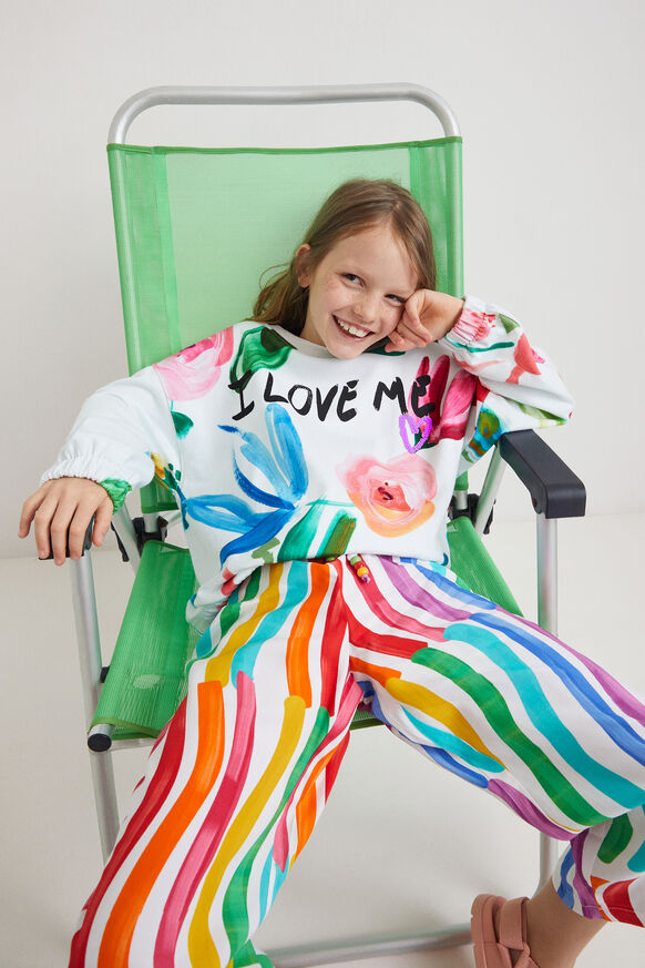 Bluza w motyw kwiatowy „I love me” | Desigual