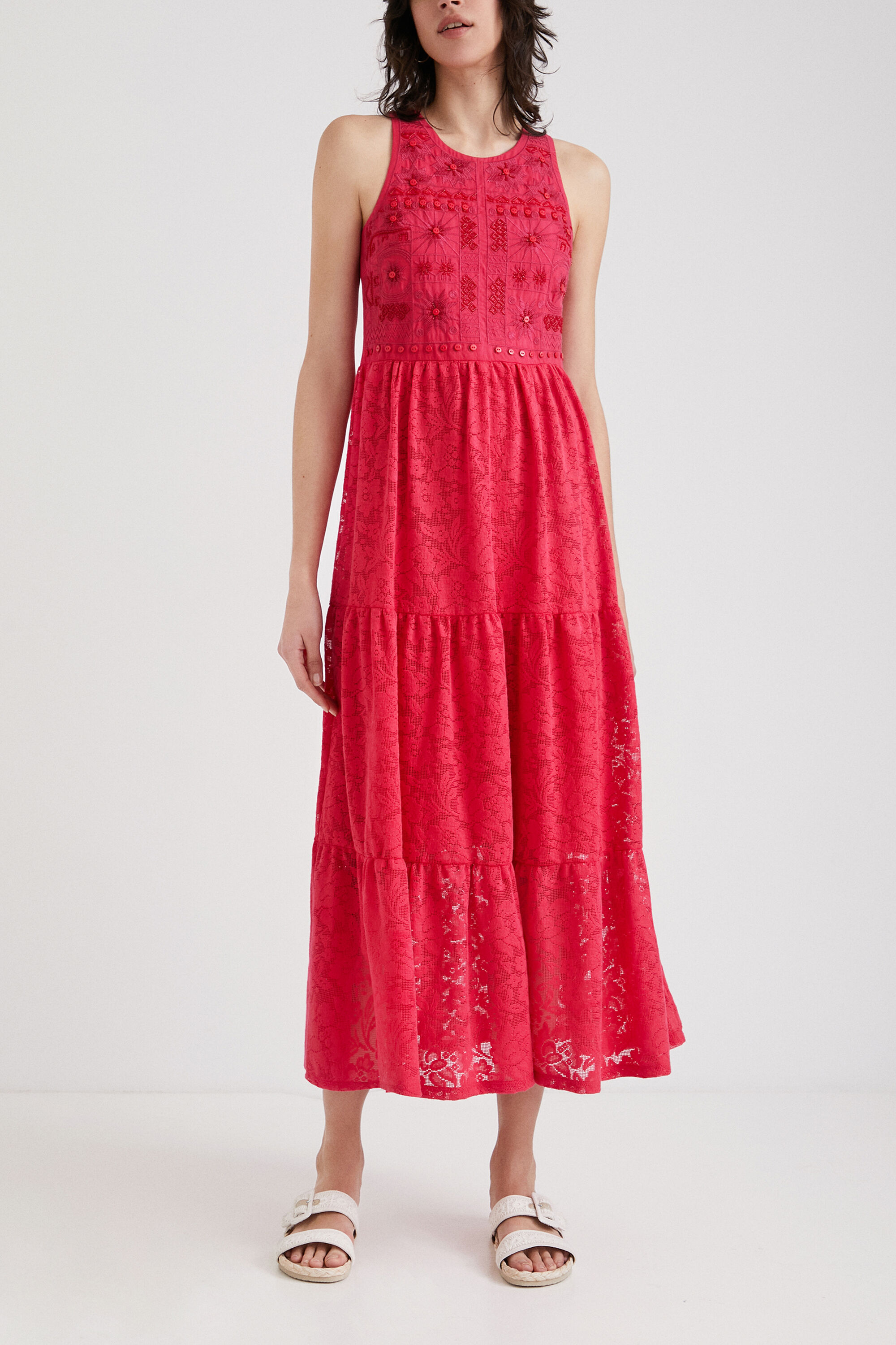 Shop Desigual Ethnic Lace Dress In Red