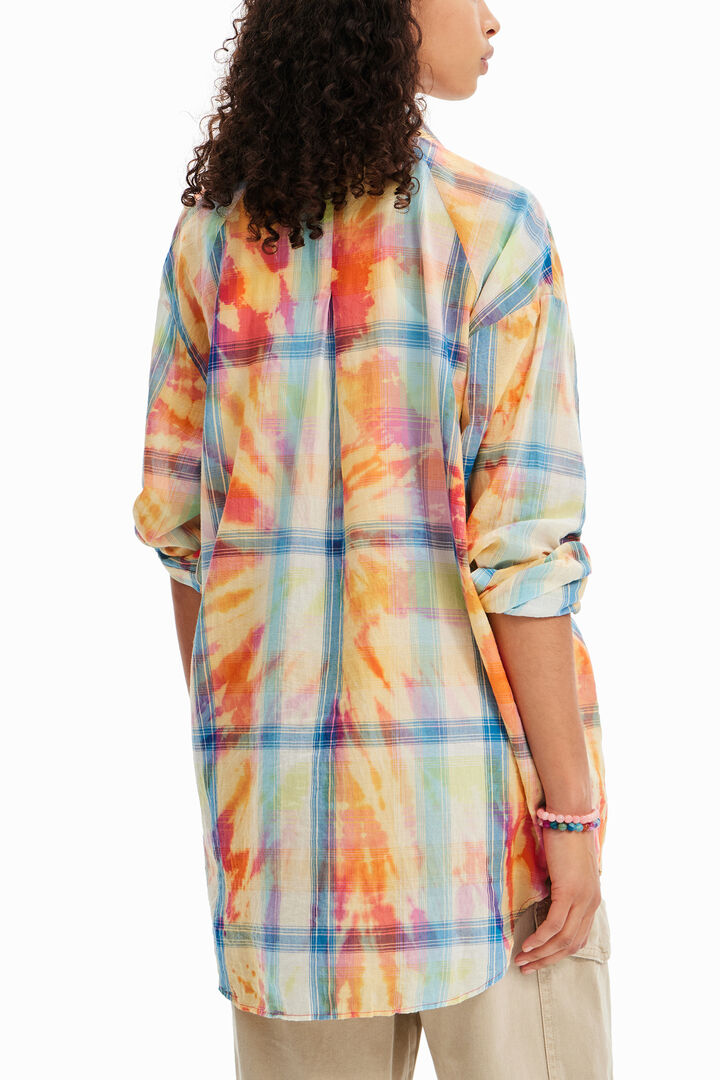 Camisa oversize cuadros tie-dye | Desigual