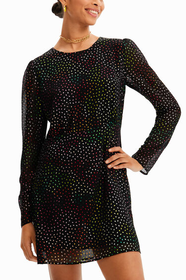 Short glossy cut-out dress | Desigual