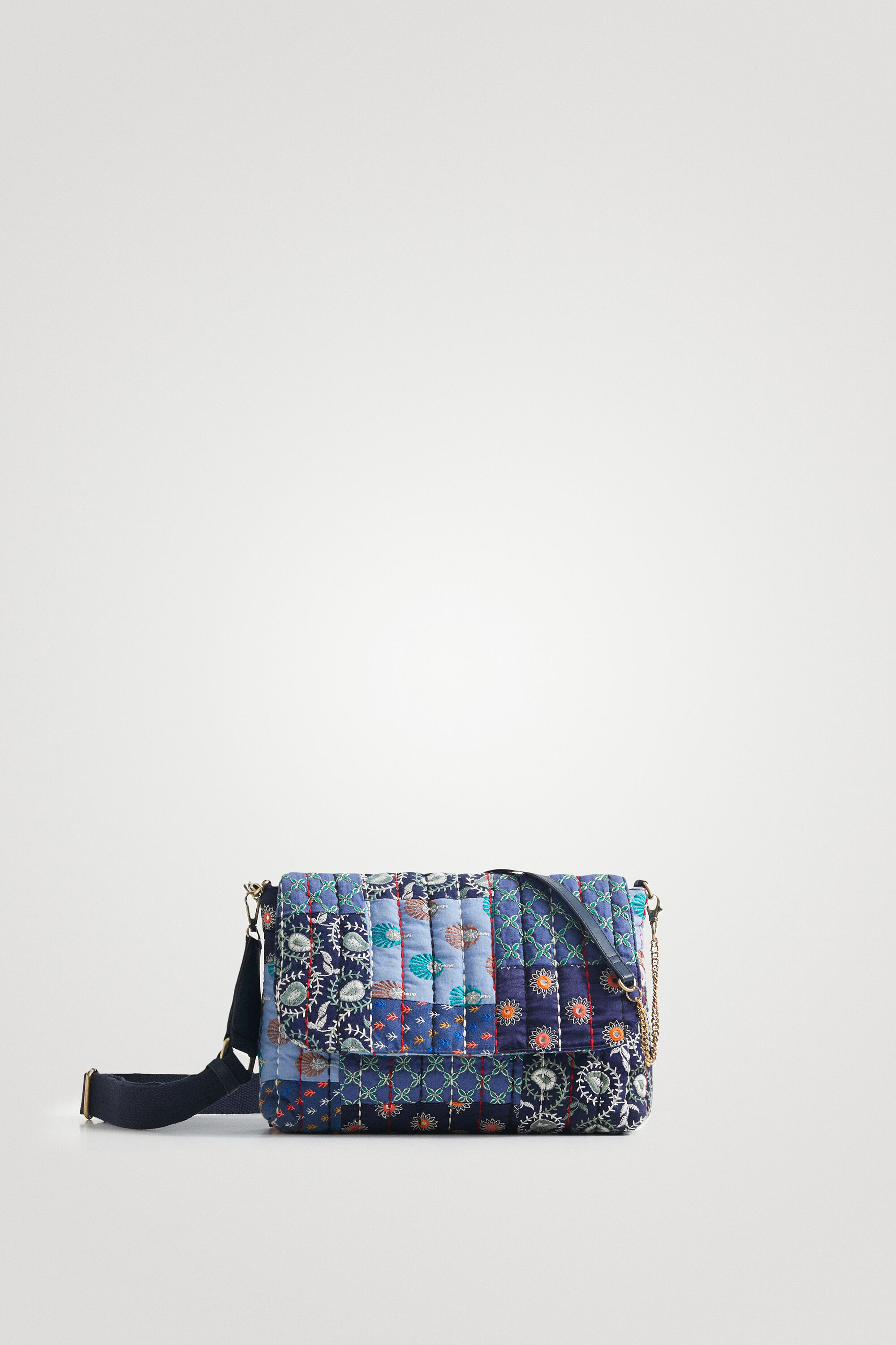 Desigual Sling Bag Embroidered Cloth In Blue