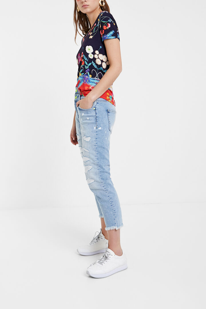 T-shirt met tropische bloemenprint | Desigual
