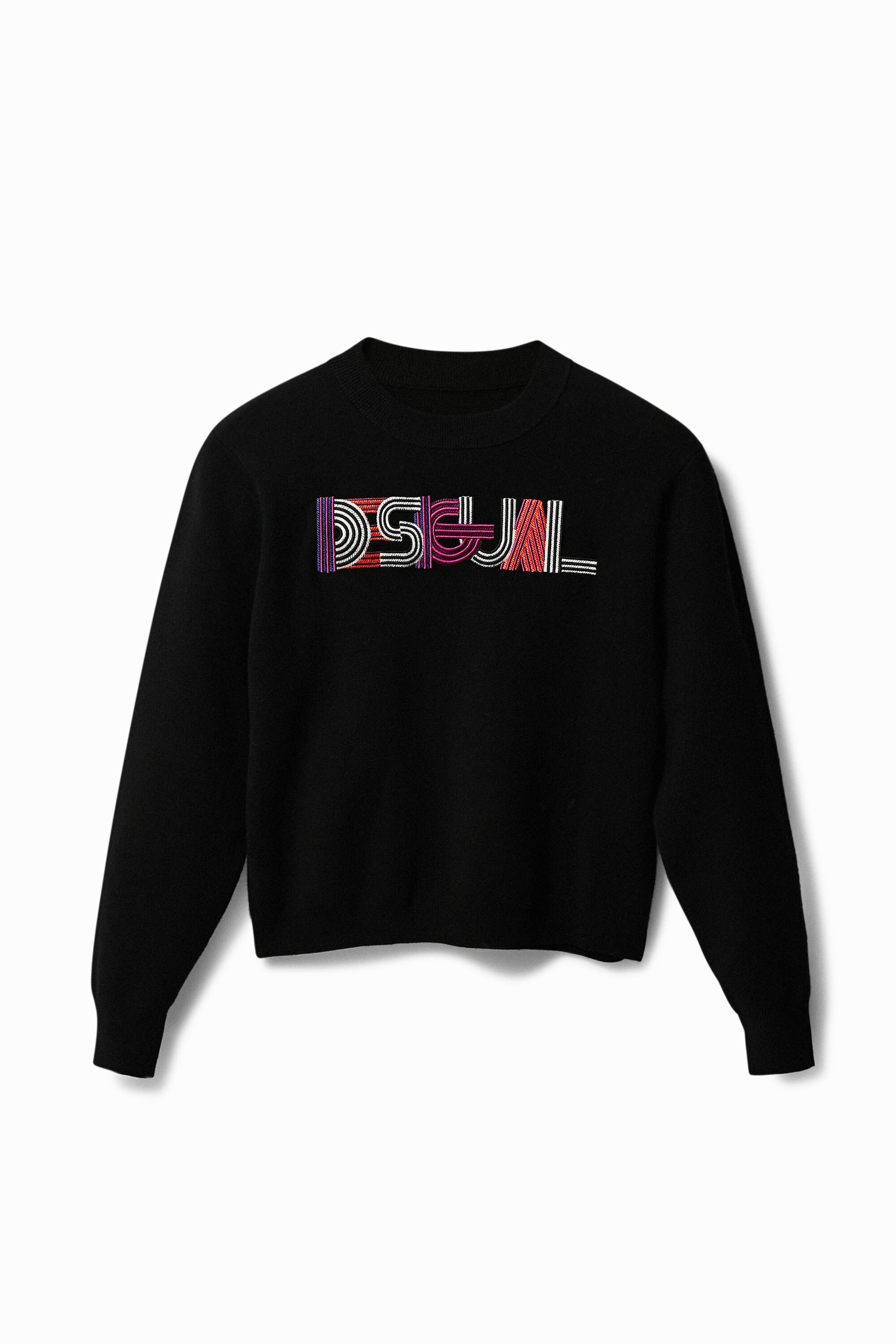 Desigual Embroidered Knit Jumper In Black