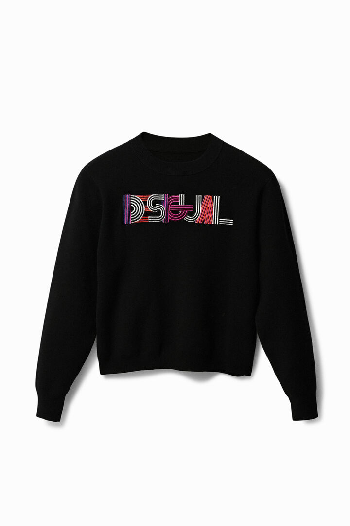 Cropped logo pulover z vezenino