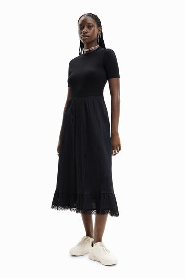 Combination textured midi dress | Desigual
