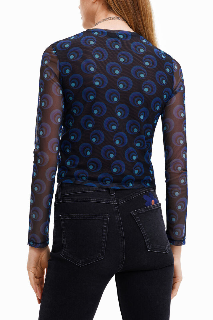 Tulle T-shirt with retro circle print | Desigual