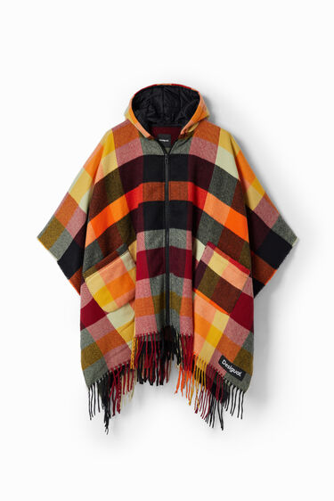 Plaid hooded poncho | Desigual