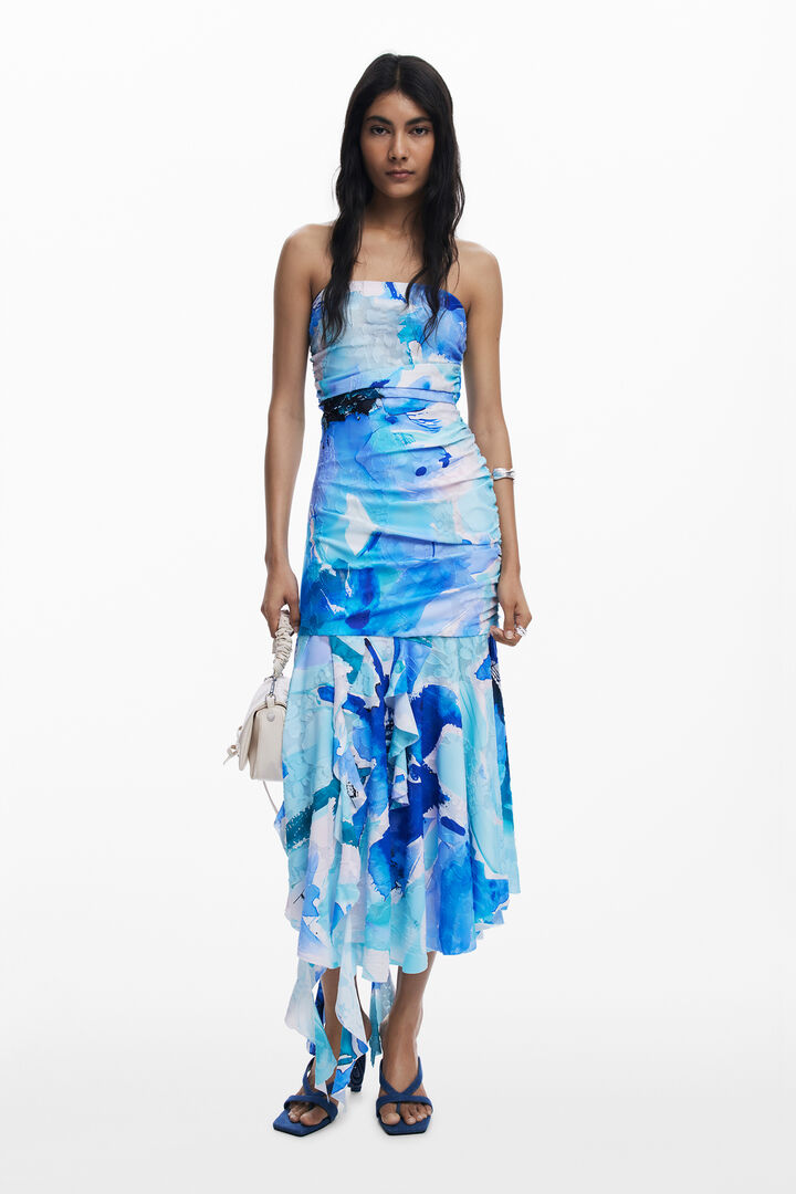 Asymmetric bandeau dress