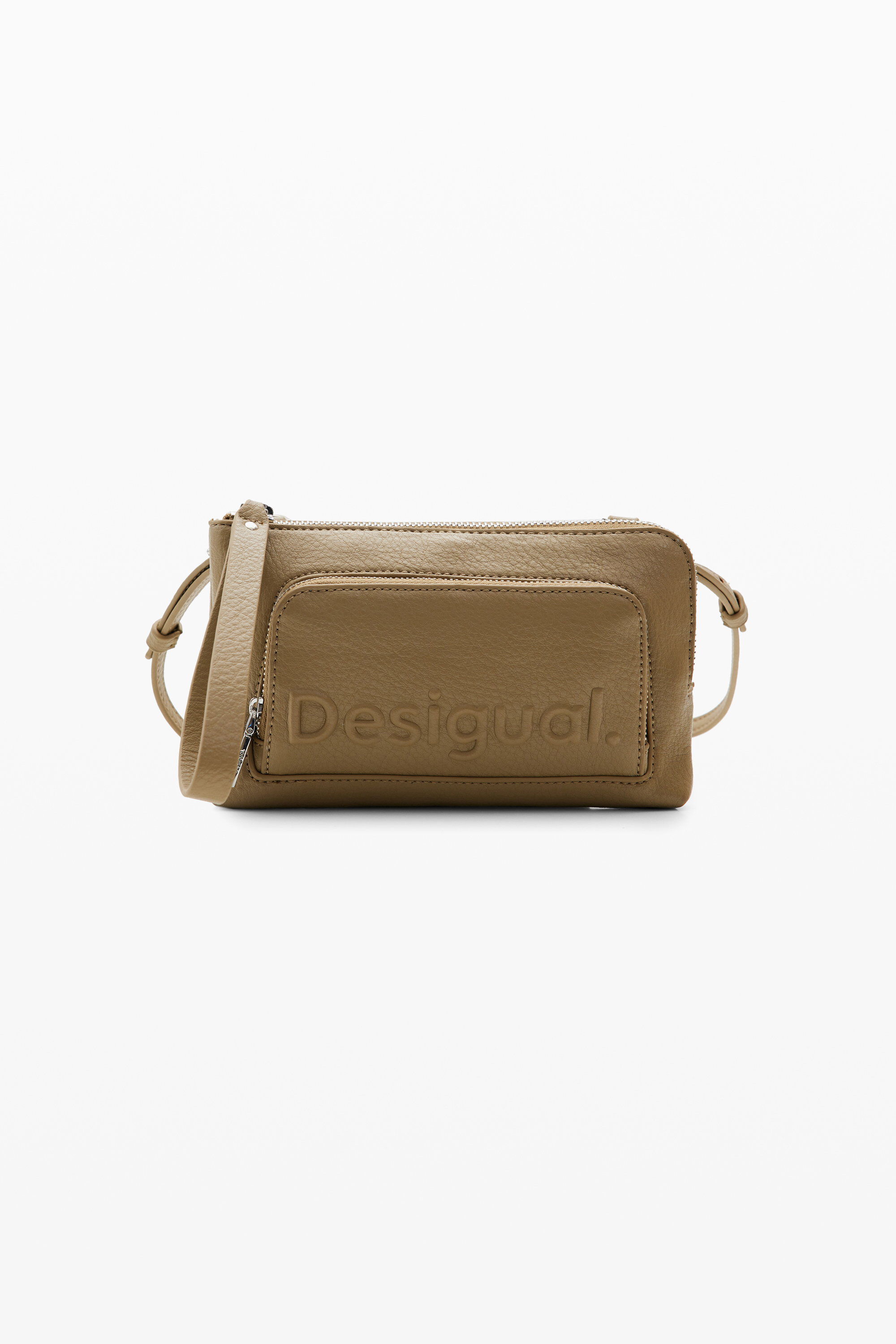 Desigual, Einfarbige Mini-Handtasche Logo, Polyurethan, GrüN, U