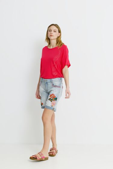 刺繍 デニムショートパンツ Desigual Com