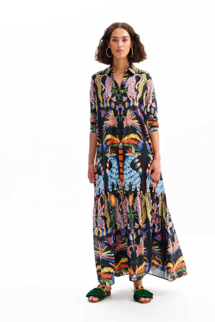 Vestido maxi camisero Stella Jean | Desigual