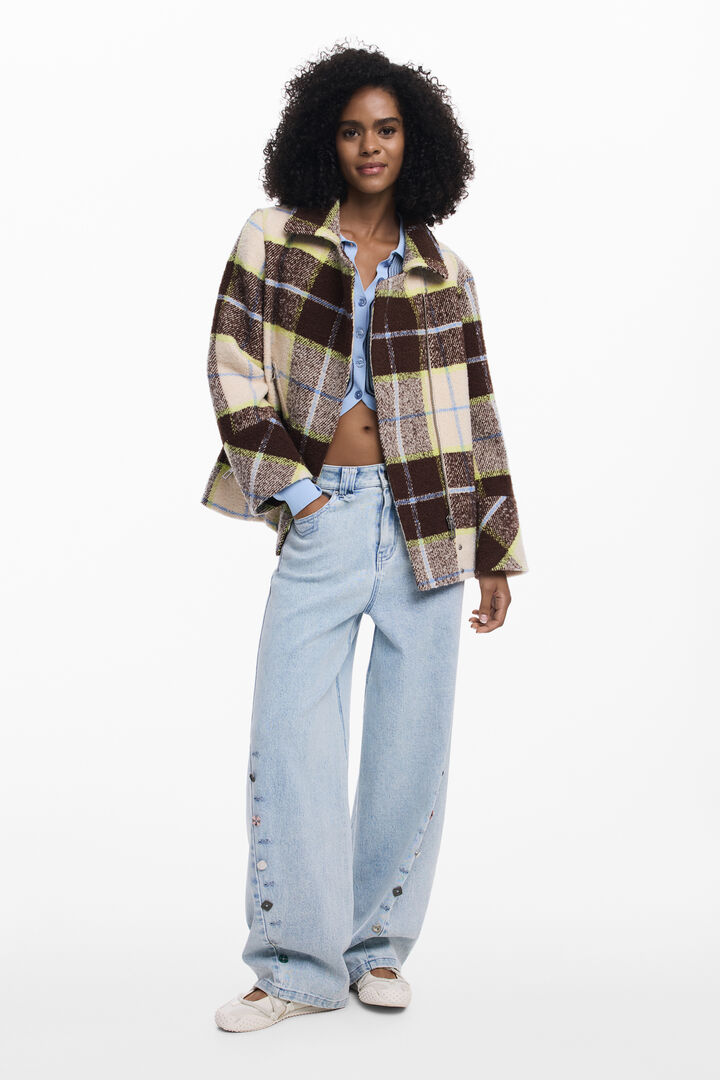 Kurzer karierter Zweireiher-Mantel | Desigual