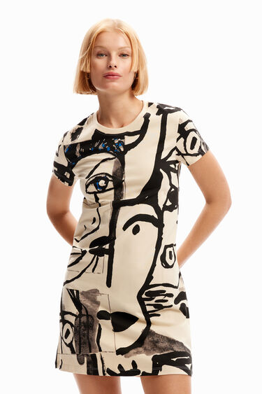 Vestido camiseta mini caras | Desigual